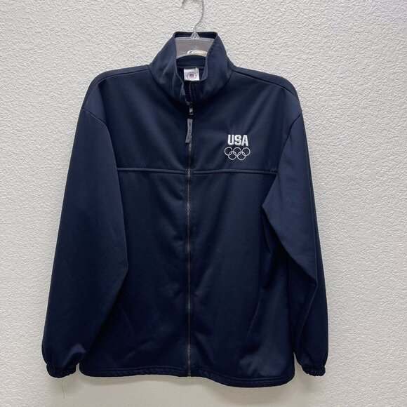 United States Olympic Committee Men's Jacket Size XLX-Large Full Zip Up Blue